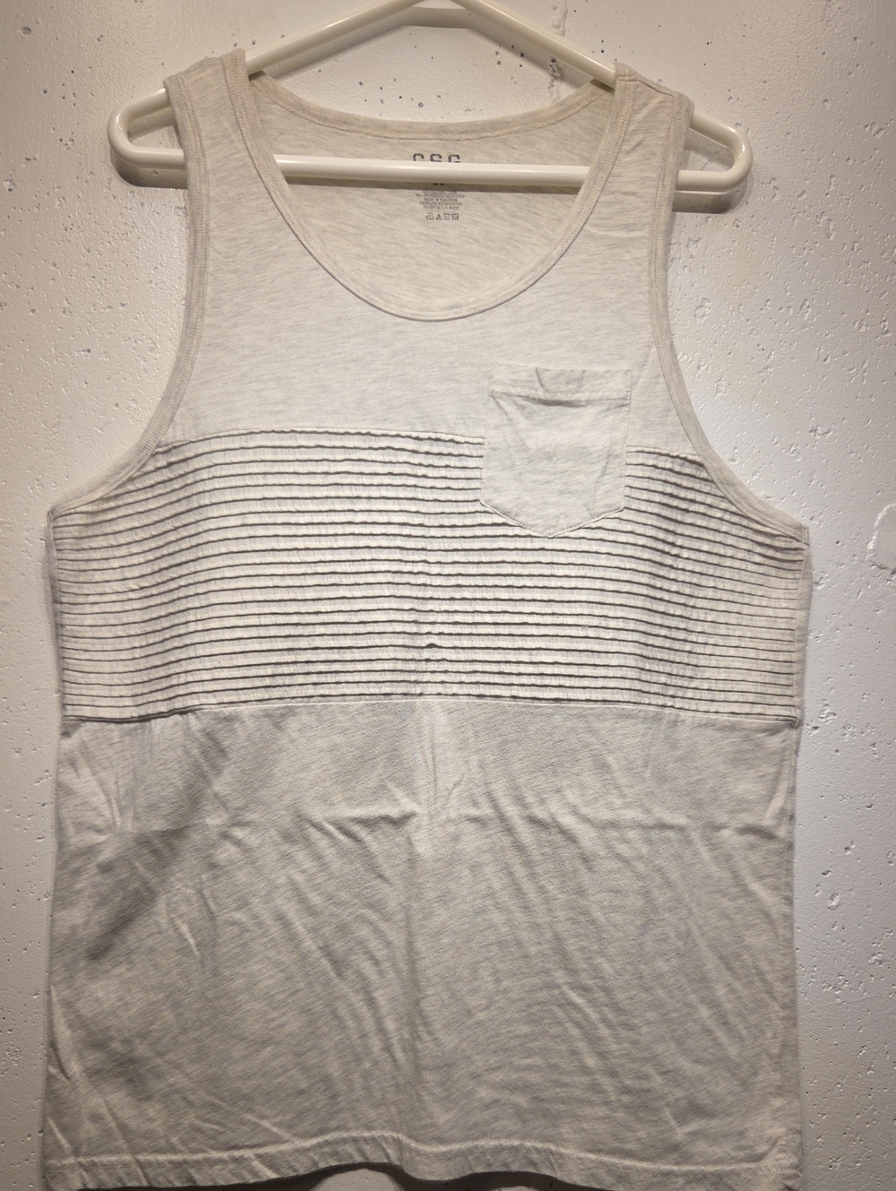 Champs Men's Heather Gray Ribbed Tank Top w/ Chest Pocket (Large)